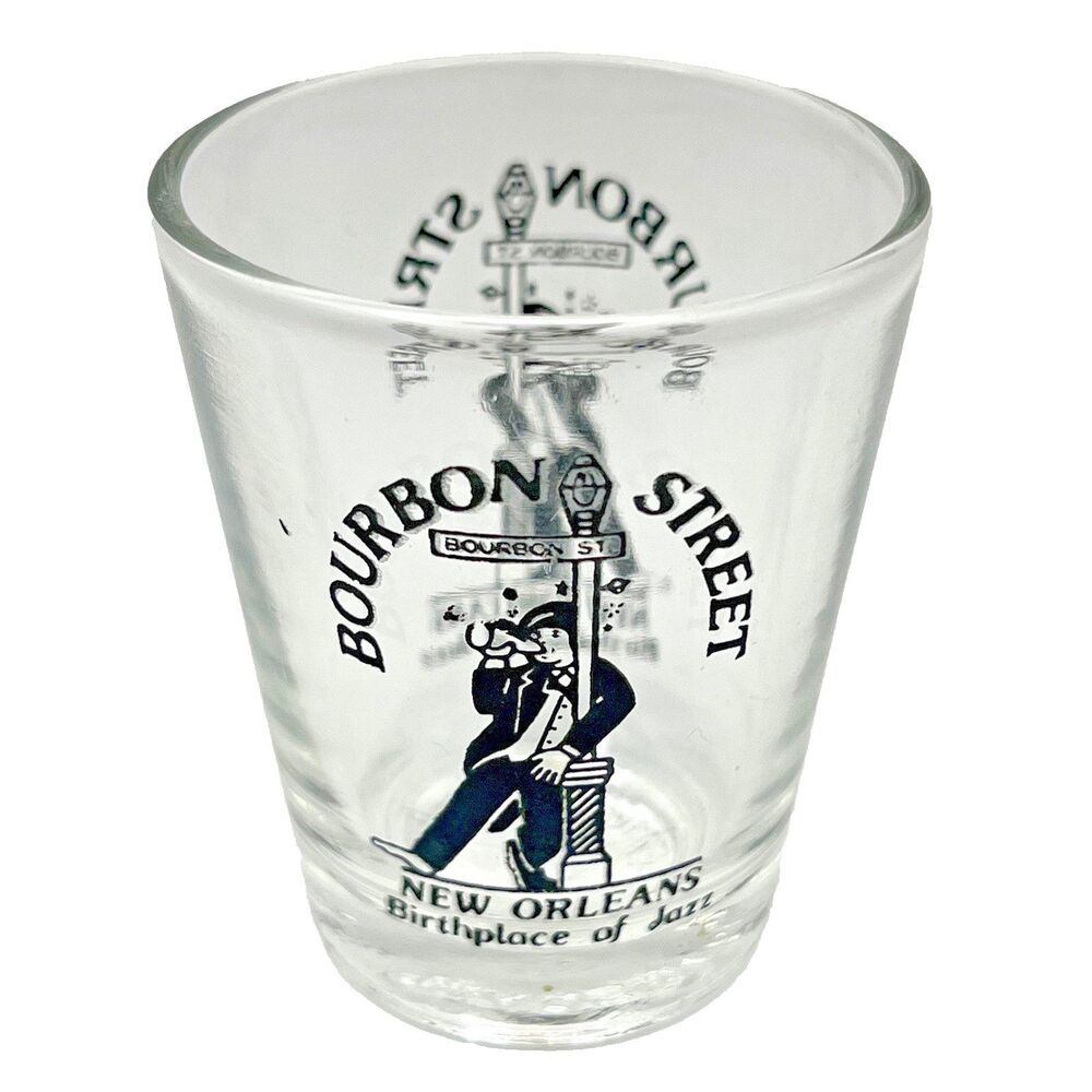 Vintage Bourbon Street New Orleans Birthplace of Jazz Shot Glass Free Shipping